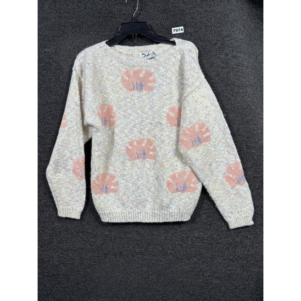 VTG Duet Floral Heathered Spring Sweater Womens Size L Long Sleeve Super Soft